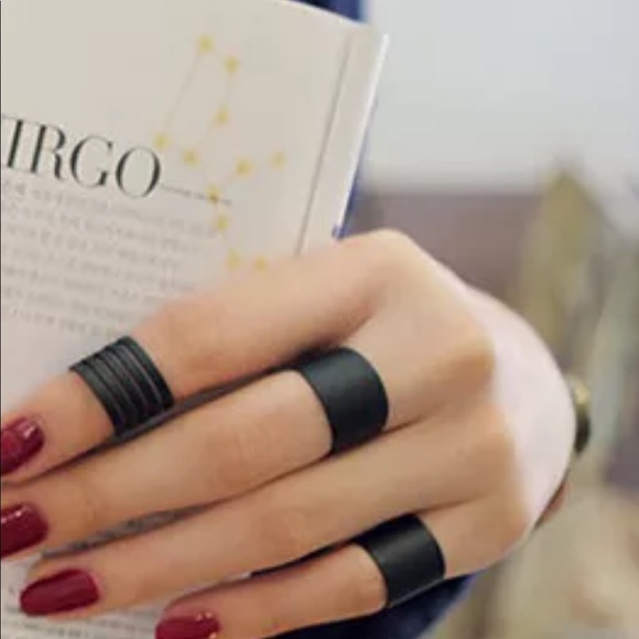 Jewelry - Black Adjustable 3 Piece Rocker/Punk Ring NEW